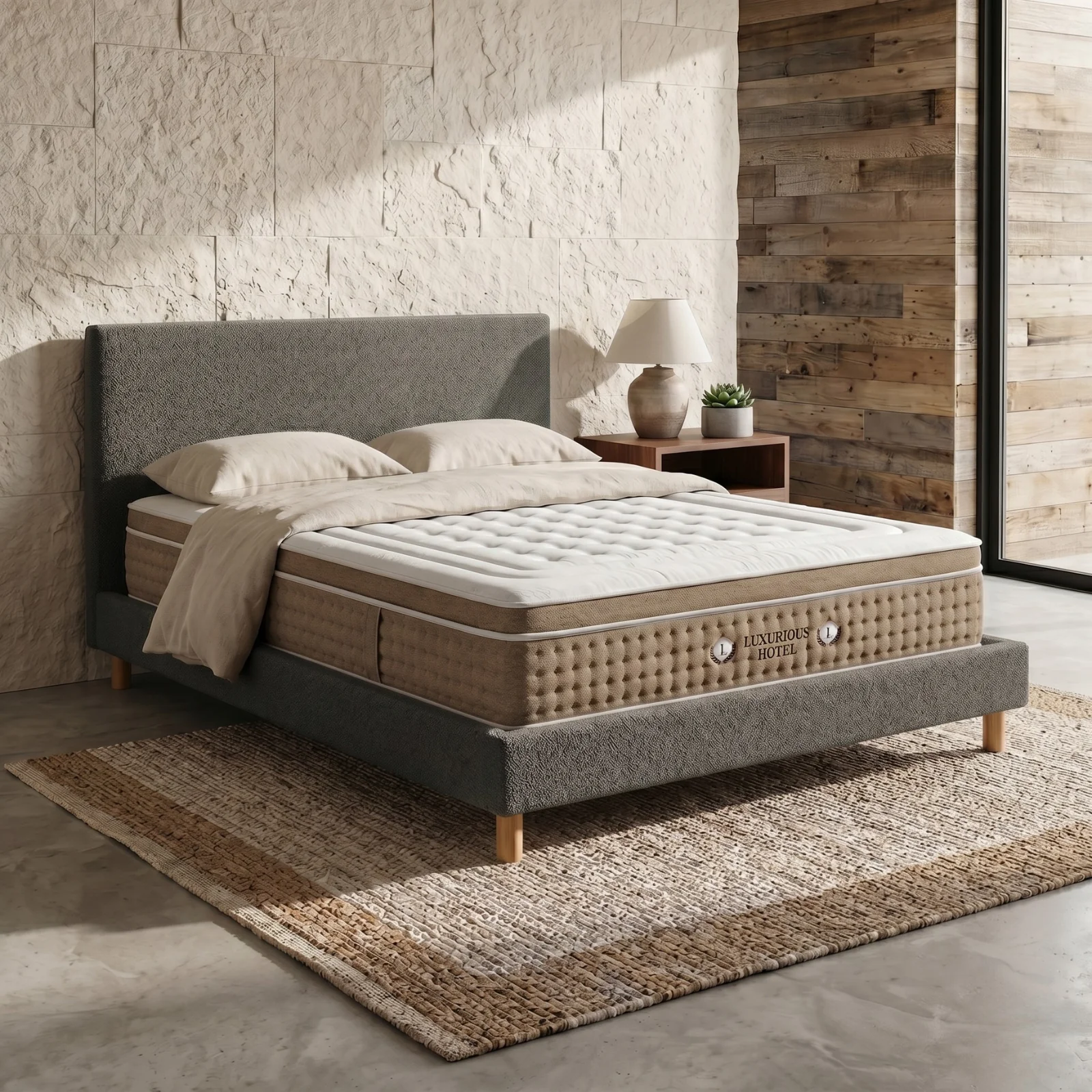 Ensemble avec lit fixe et matelas d'hôtel - Collection Bouclette - Image 4
