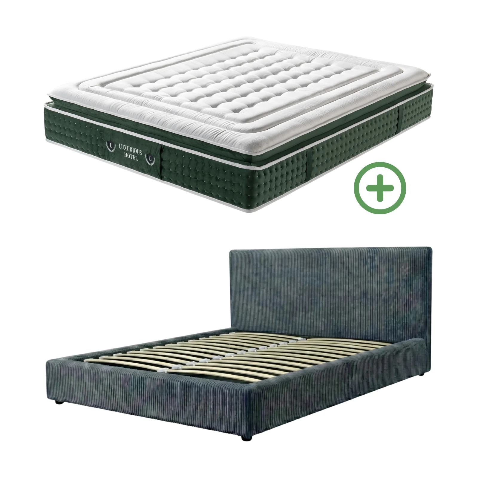Ensemble literie complet avec lit coffre et matelas d'hôtel - Collection Velours côtelé - Image 10