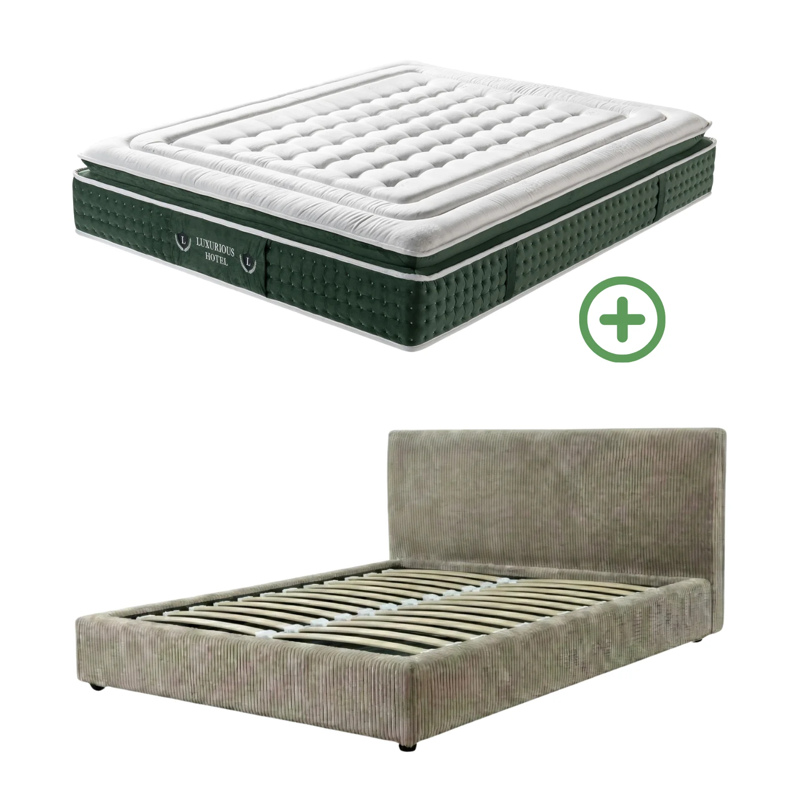 Ensemble literie complet avec lit coffre et matelas d'hôtel - Collection Velours côtelé - Image 11