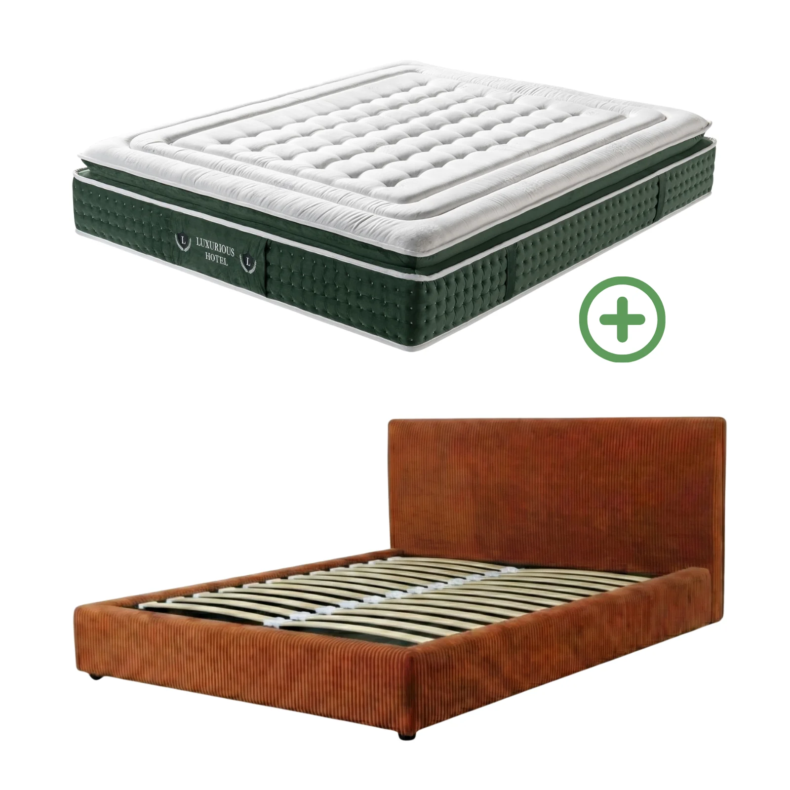 Ensemble literie complet avec lit coffre et matelas d'hôtel - Collection Velours côtelé - Image 12
