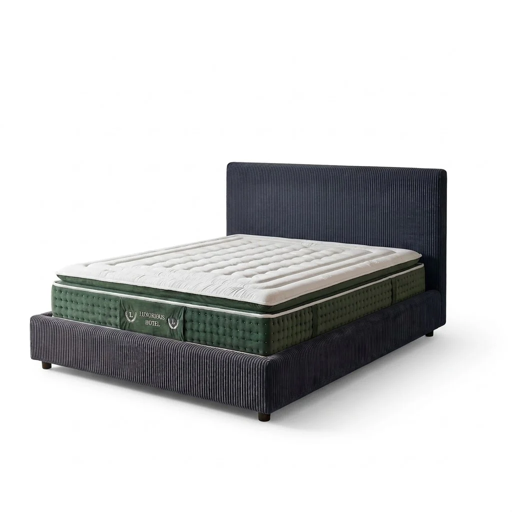 Ensemble literie complet avec lit coffre et matelas d'hôtel - Collection Velours côtelé - Image 17