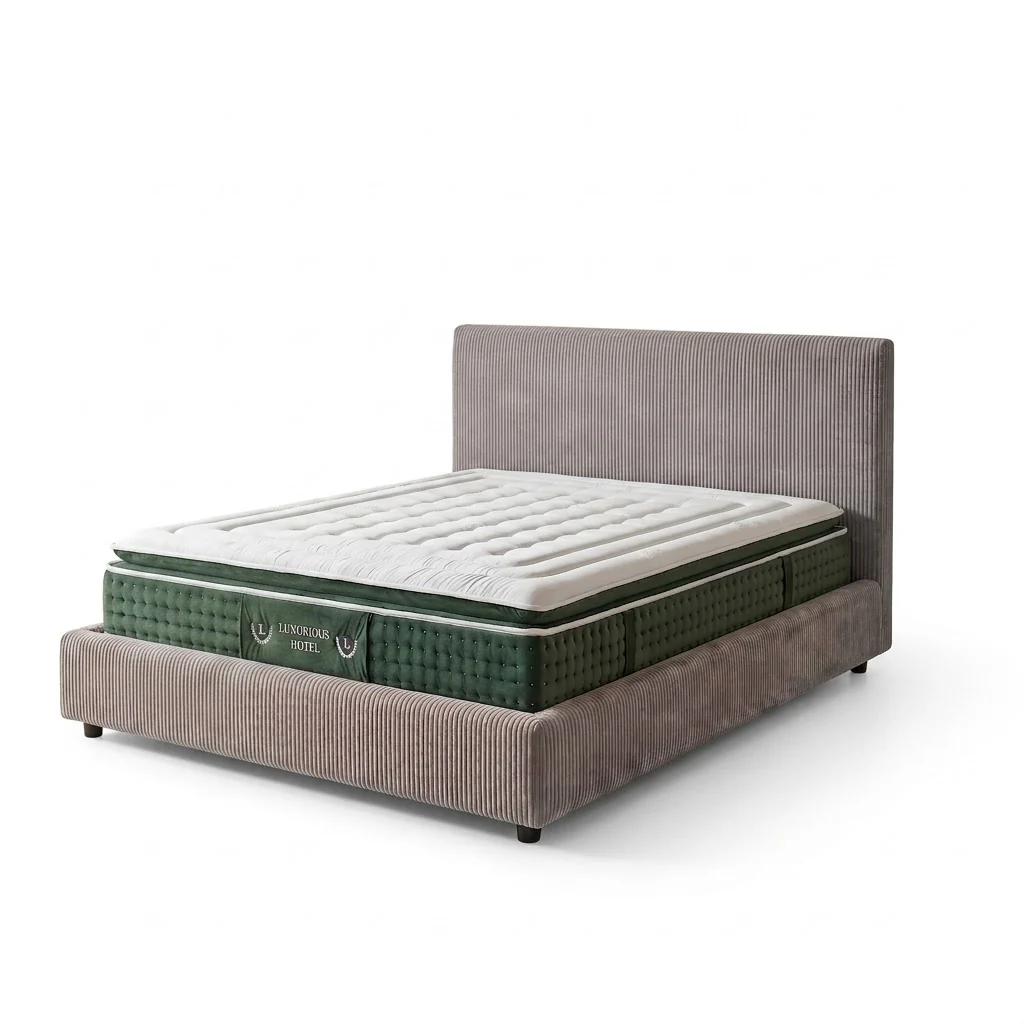 Ensemble literie complet avec lit coffre et matelas d'hôtel - Collection Velours côtelé - Image 18