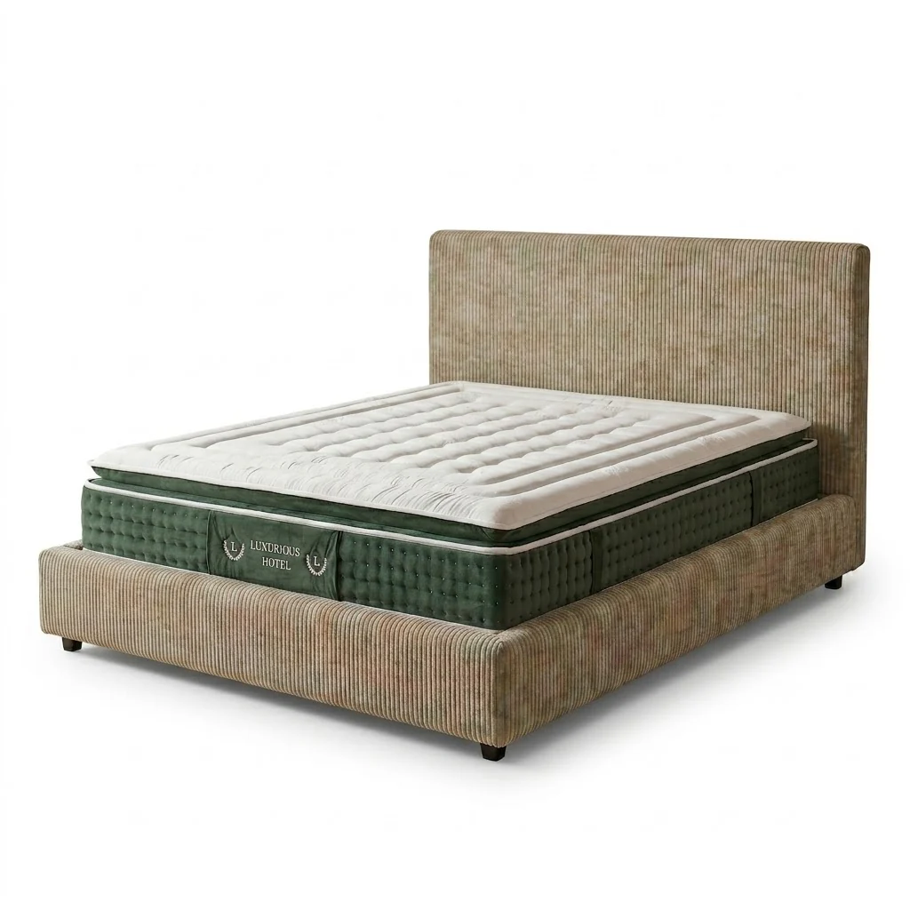 Ensemble literie complet avec lit coffre et matelas d'hôtel - Collection Velours côtelé - Image 19