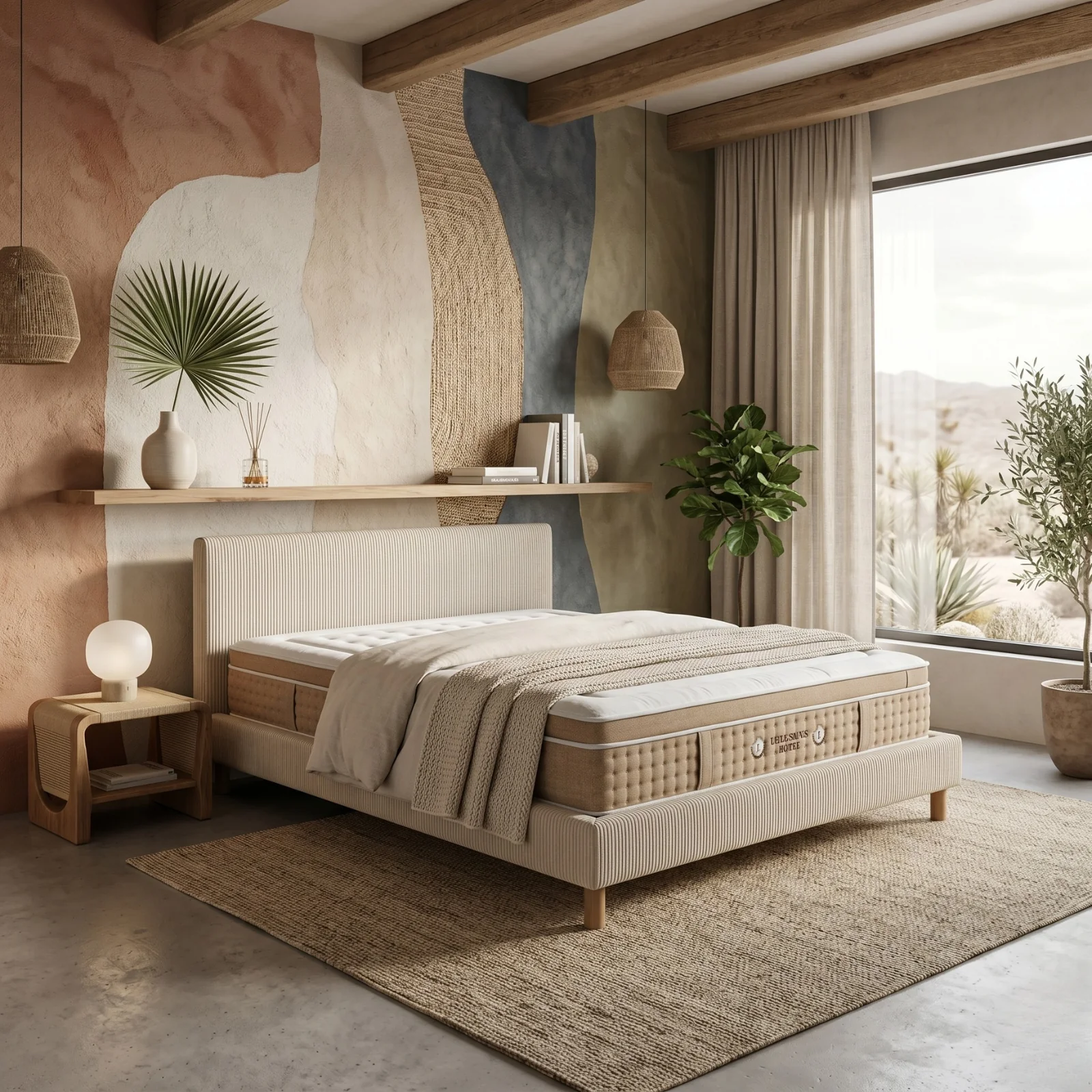 Ensemble avec lit fixe et matelas d'hôtel - Collection Velours côtelé - Image 3