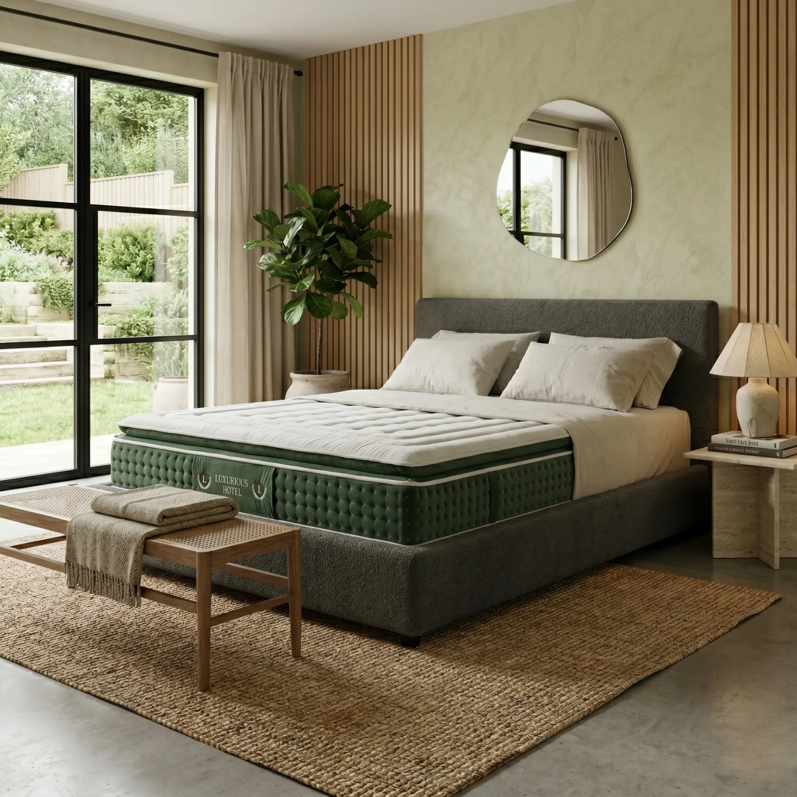 Ensemble literie complet avec lit coffre et matelas d'hôtel - Collection Bouclette - Image 3