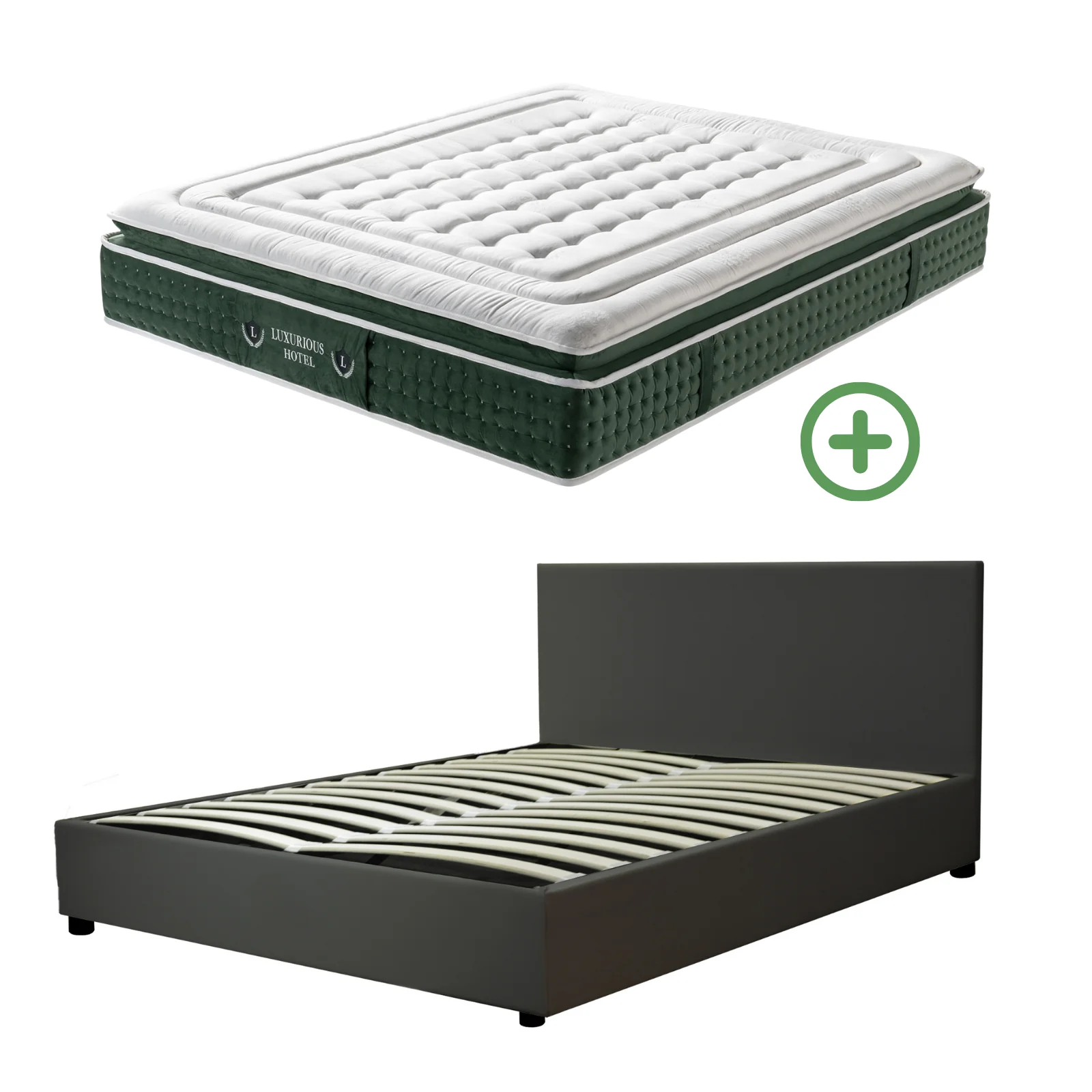 Ensemble literie complet avec lit coffre et matelas d'hôtel - Collection Simili cuir - Image 11
