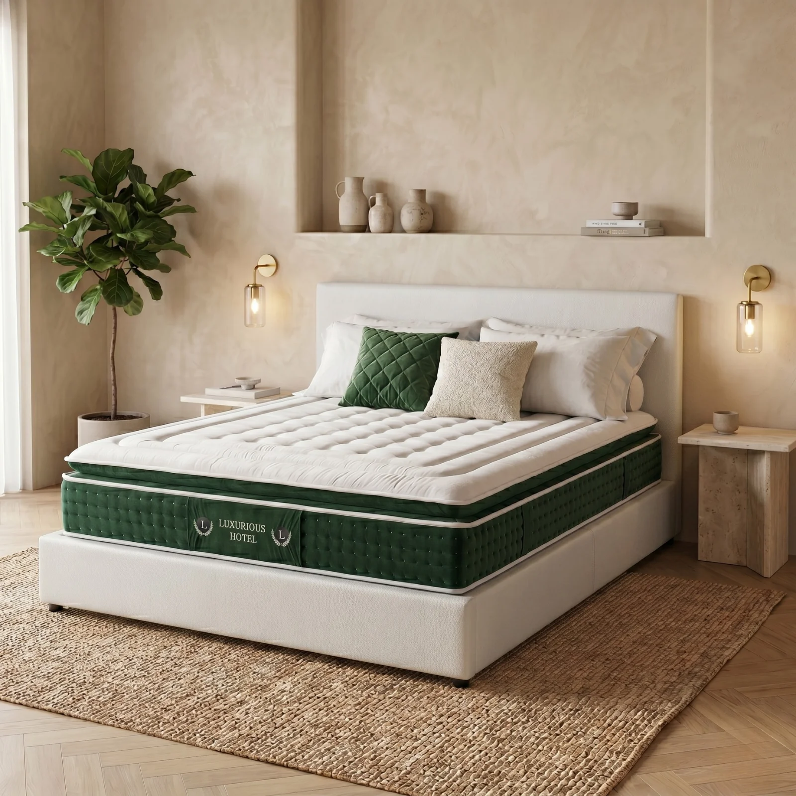 Ensemble literie complet avec lit coffre et matelas d'hôtel - Collection Simili cuir - Image 2