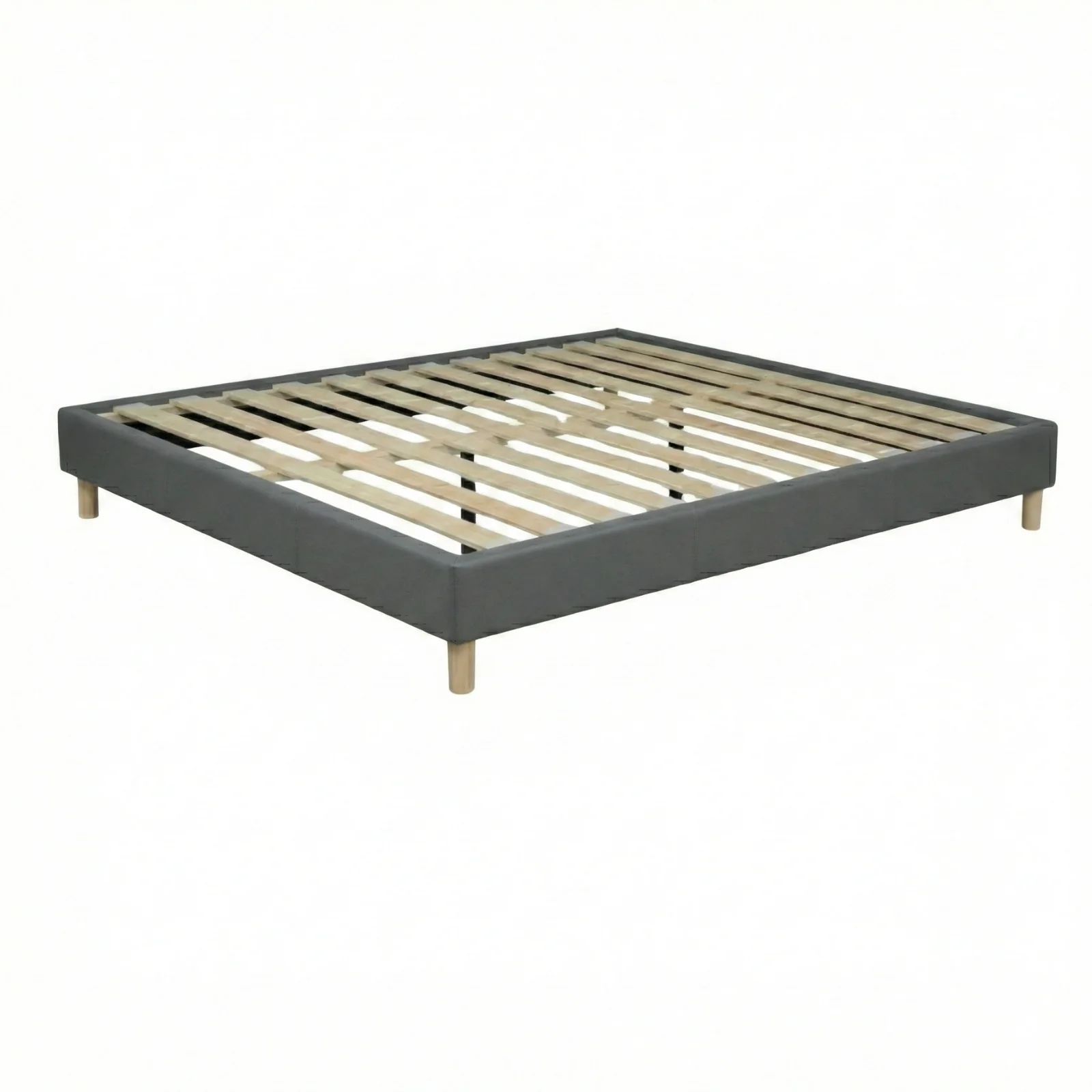 Sommier simili cuir, cadre de lit et pieds bois, maintien bassin - Collection Deco - Image 11