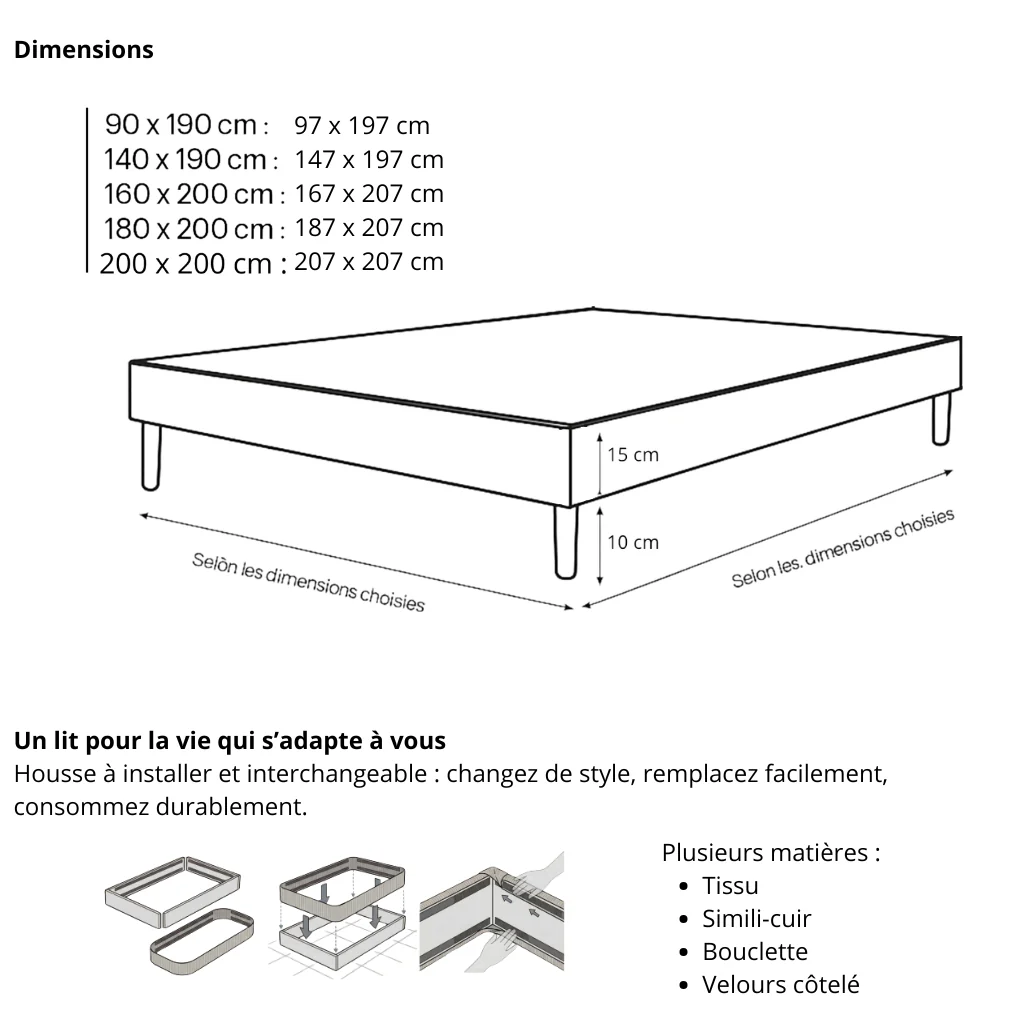 Ensemble lit et matelas confort - Collection Bouclette - Image 8