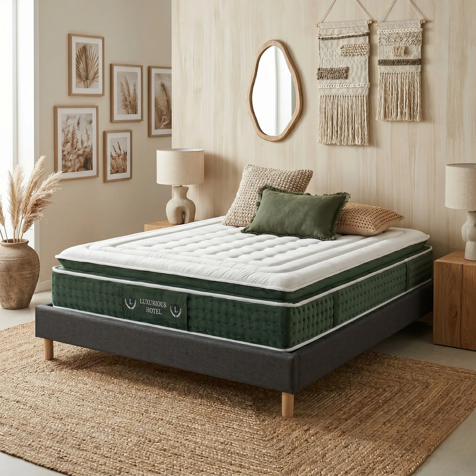 Ensemble literie complet avec lit et matelas d'hôtel - Collection Tissu - Image 2