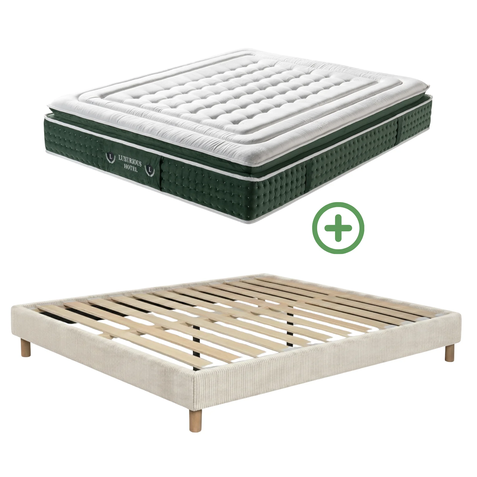 Ensemble literie complet avec lit et matelas d'hôtel - Collection Velours côtelé - Image 5