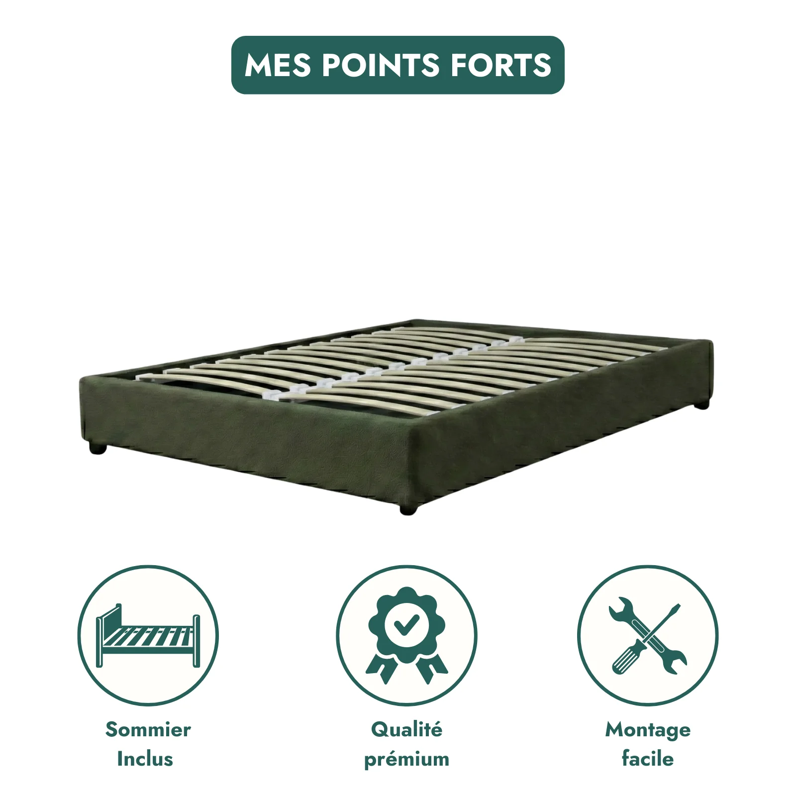 Lit coffre bouclette, lattes flexibles, grand espace de stockage - Collection Vegas - Image 12