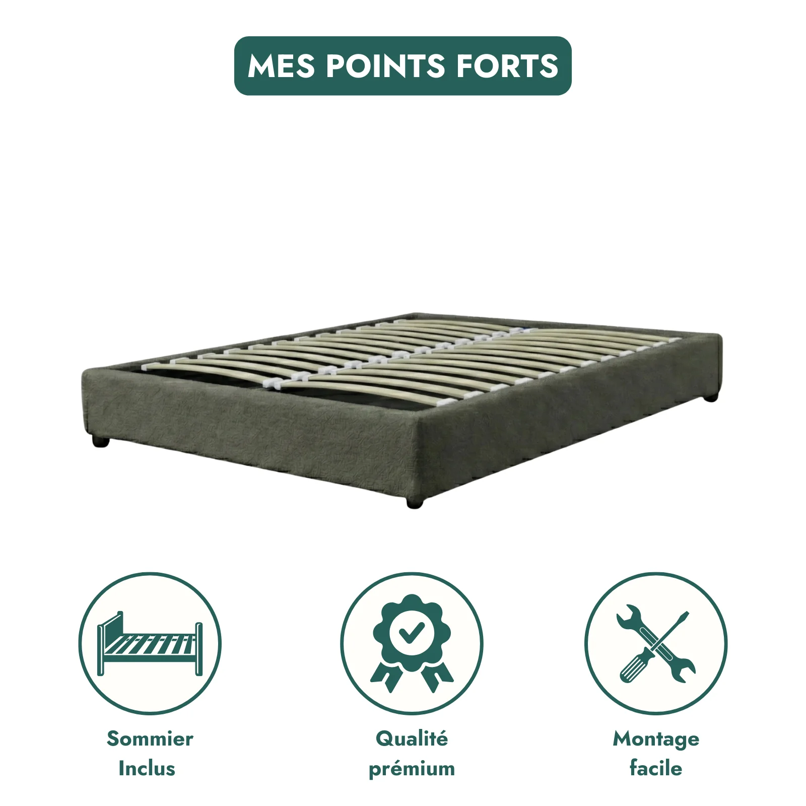 Lit coffre bouclette, lattes flexibles, grand espace de stockage - Collection Vegas - Image 6