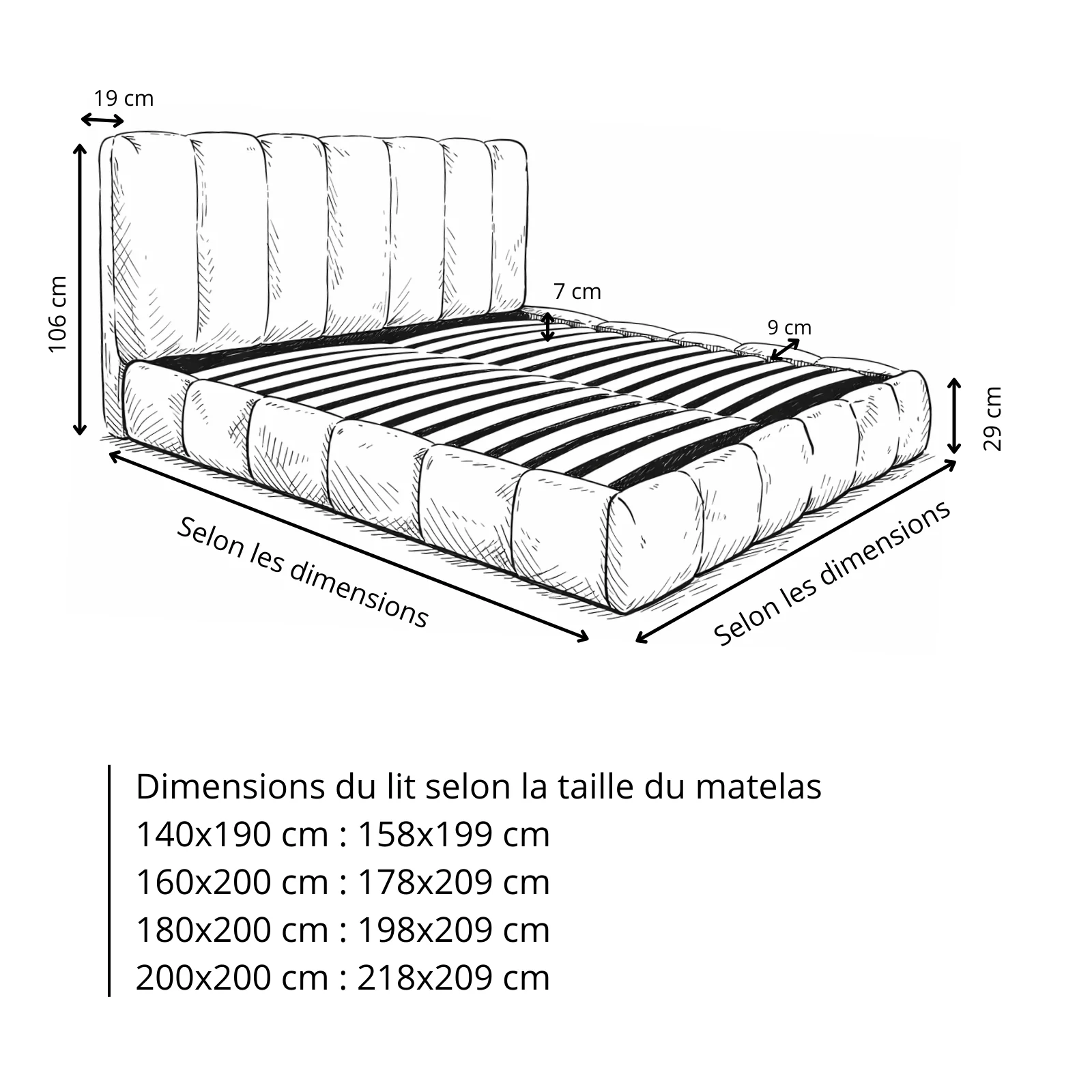 Lit coffre Everest, tête de lit, grand espace de stockage, tissu épais - Collection Everest - Image 6