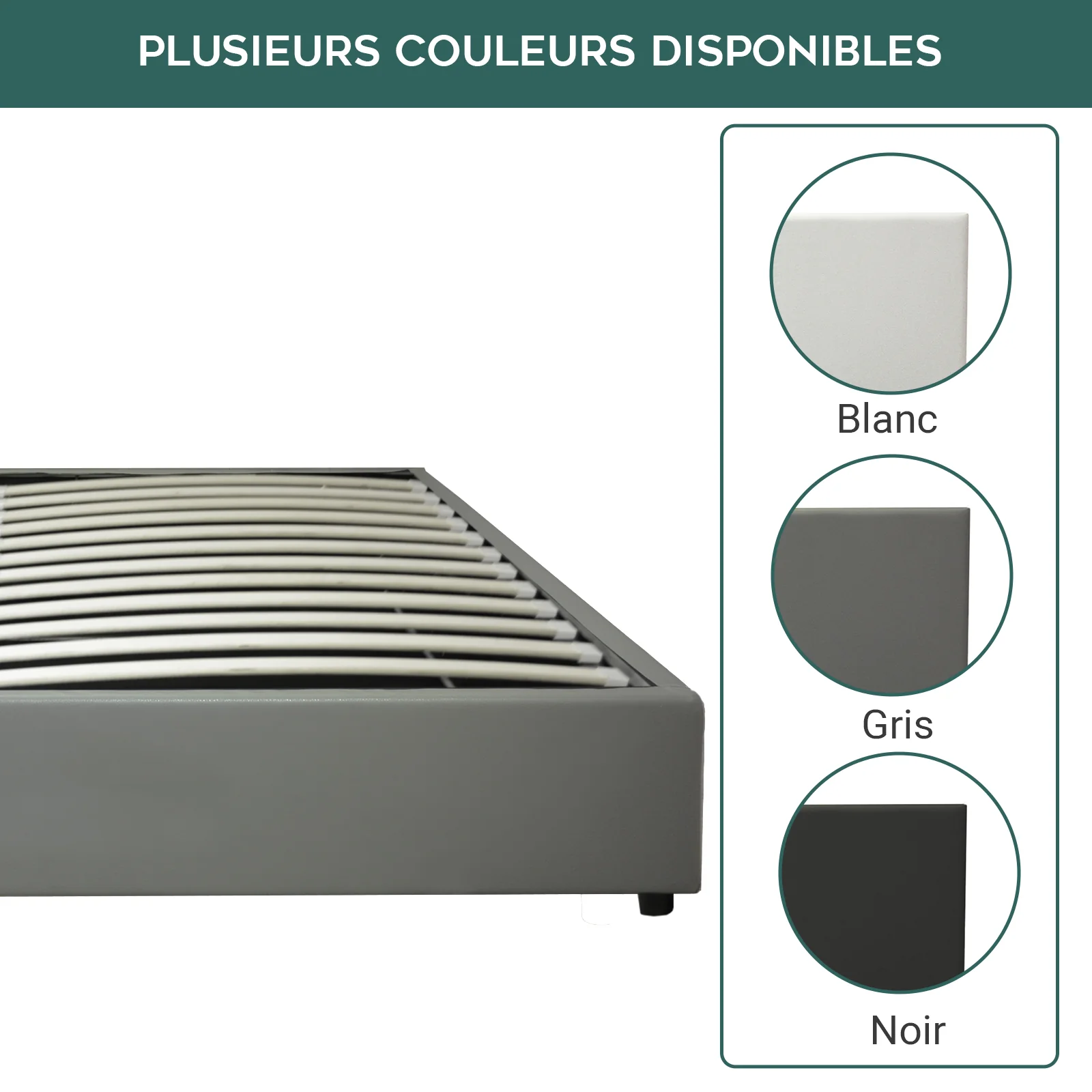 Lit coffre ouverture latérale et frontale simili cuir gris - Collection Parallèle - Image 6