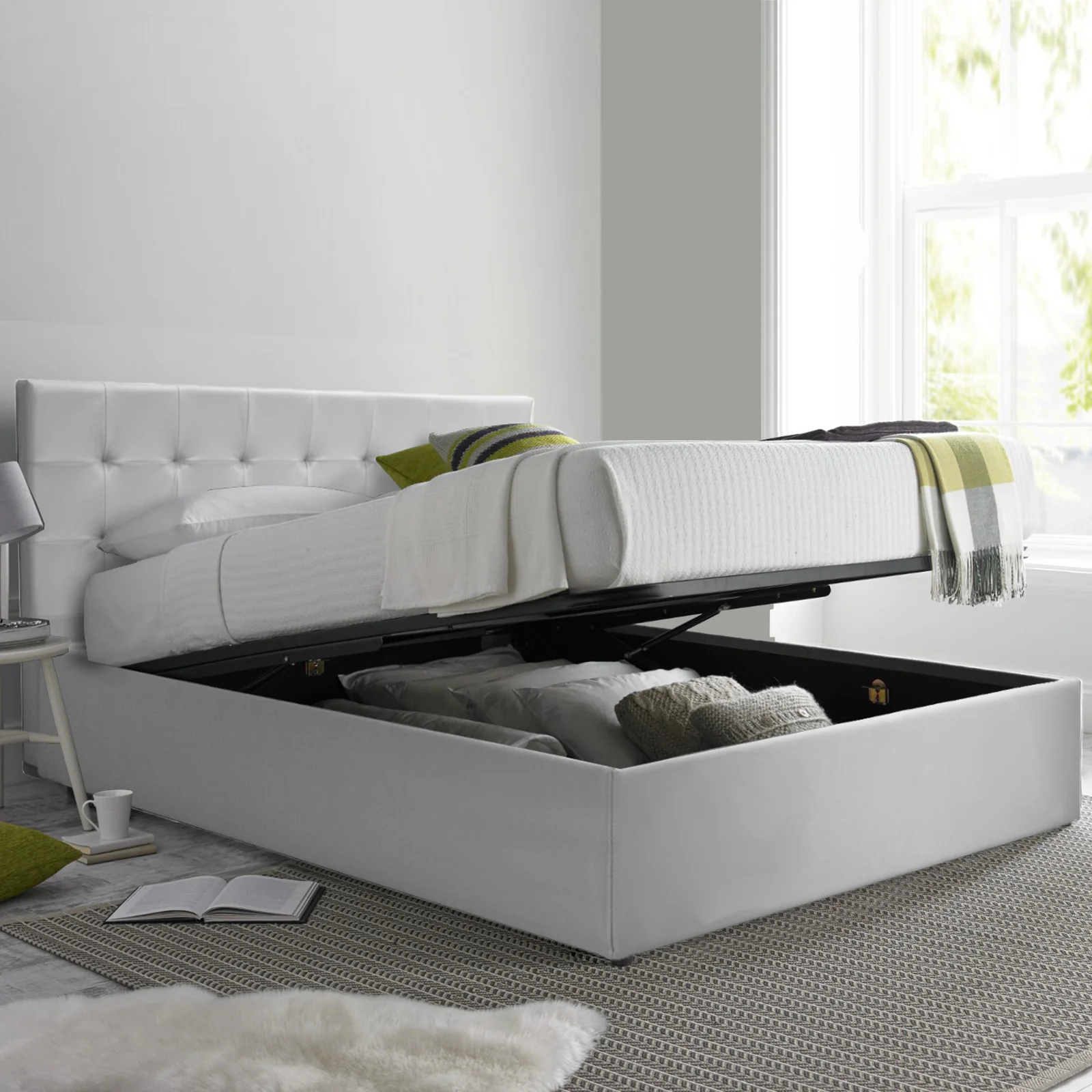 Lit grand coffre avec tête de lit capitonnée en simili cuir - Collection VariLuxe - Image 49