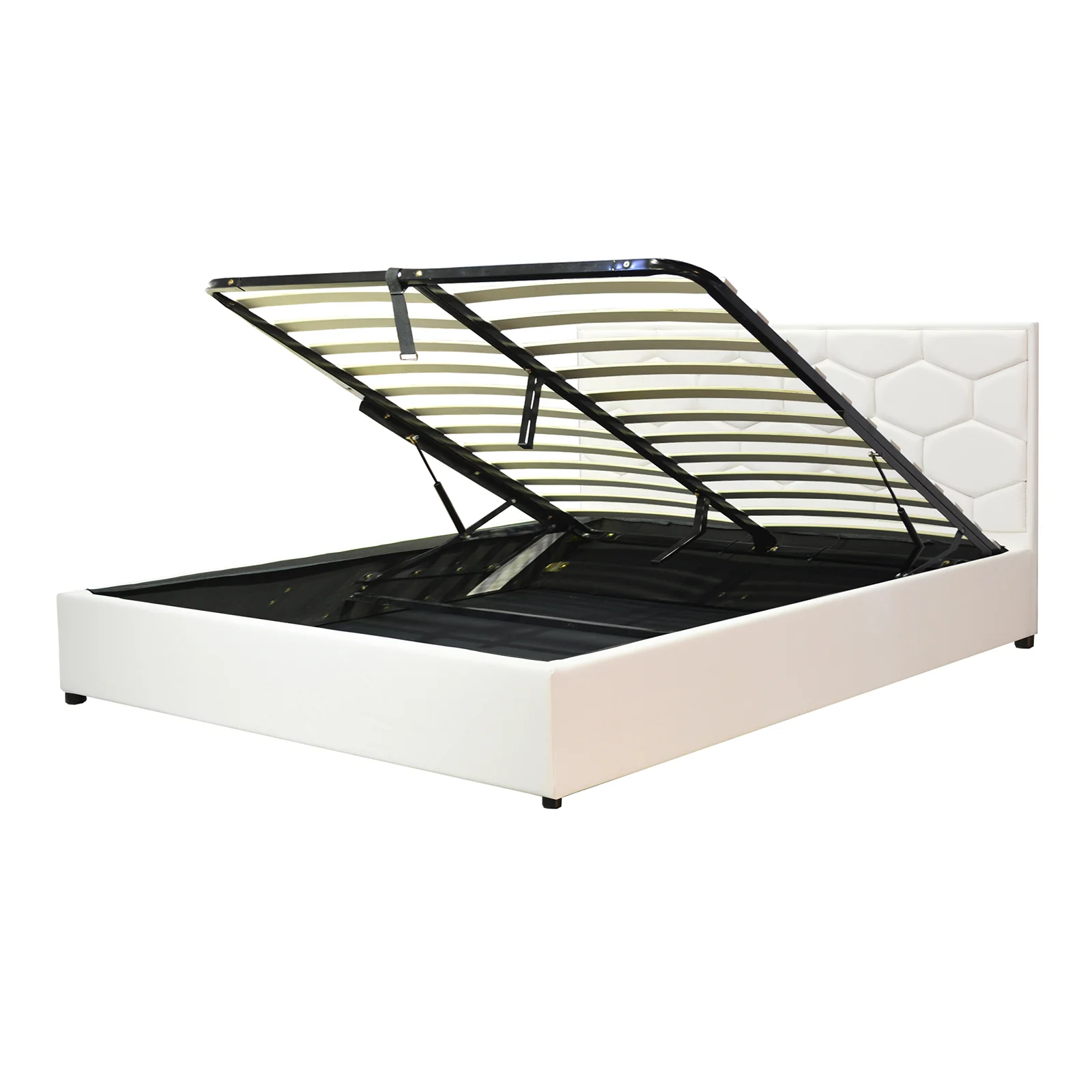 Lit grand coffre avec tête de lit capitonnée en simili cuir - Collection VariLuxe - Image 7