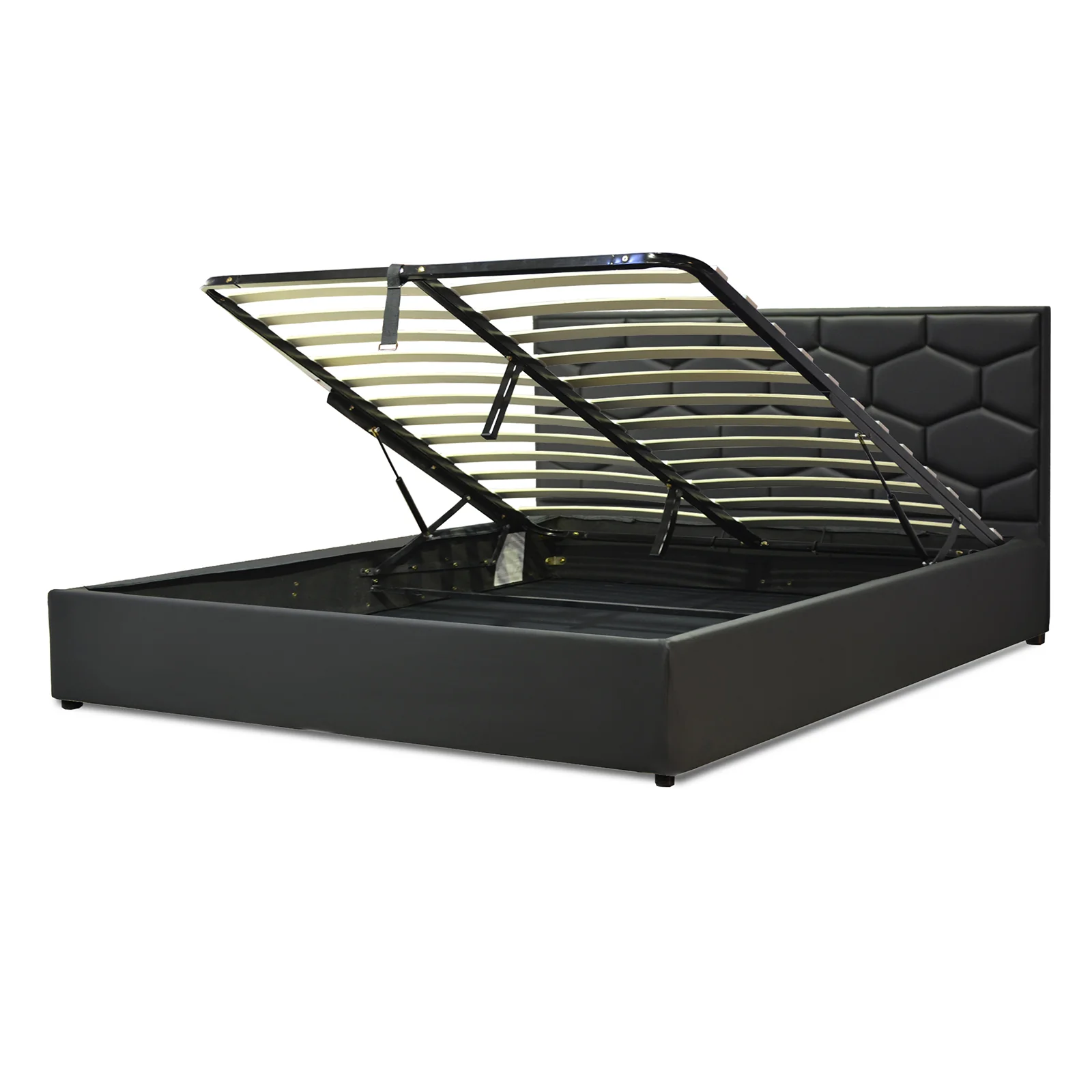 Lit grand coffre avec tête de lit capitonnée en simili cuir - Collection VariLuxe - Image 8
