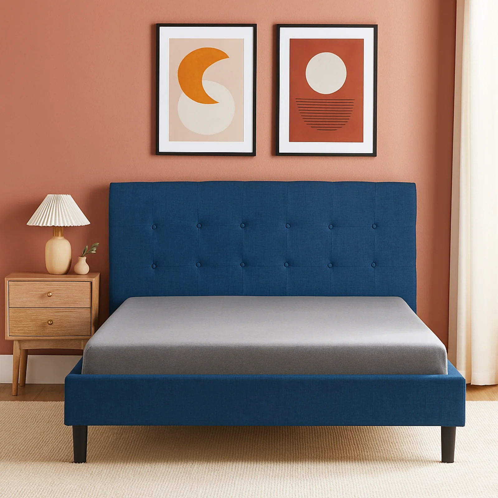 Lit capitonné moderne en tissu avec sommier - Collection Majestic - Image 2