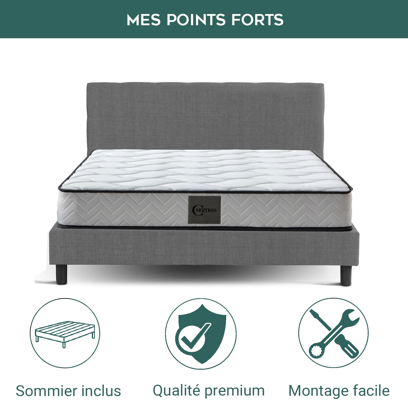 Lit scandinave en tissu : sommier à lattes en bois flexibles - Collection Marquis - Image 6
