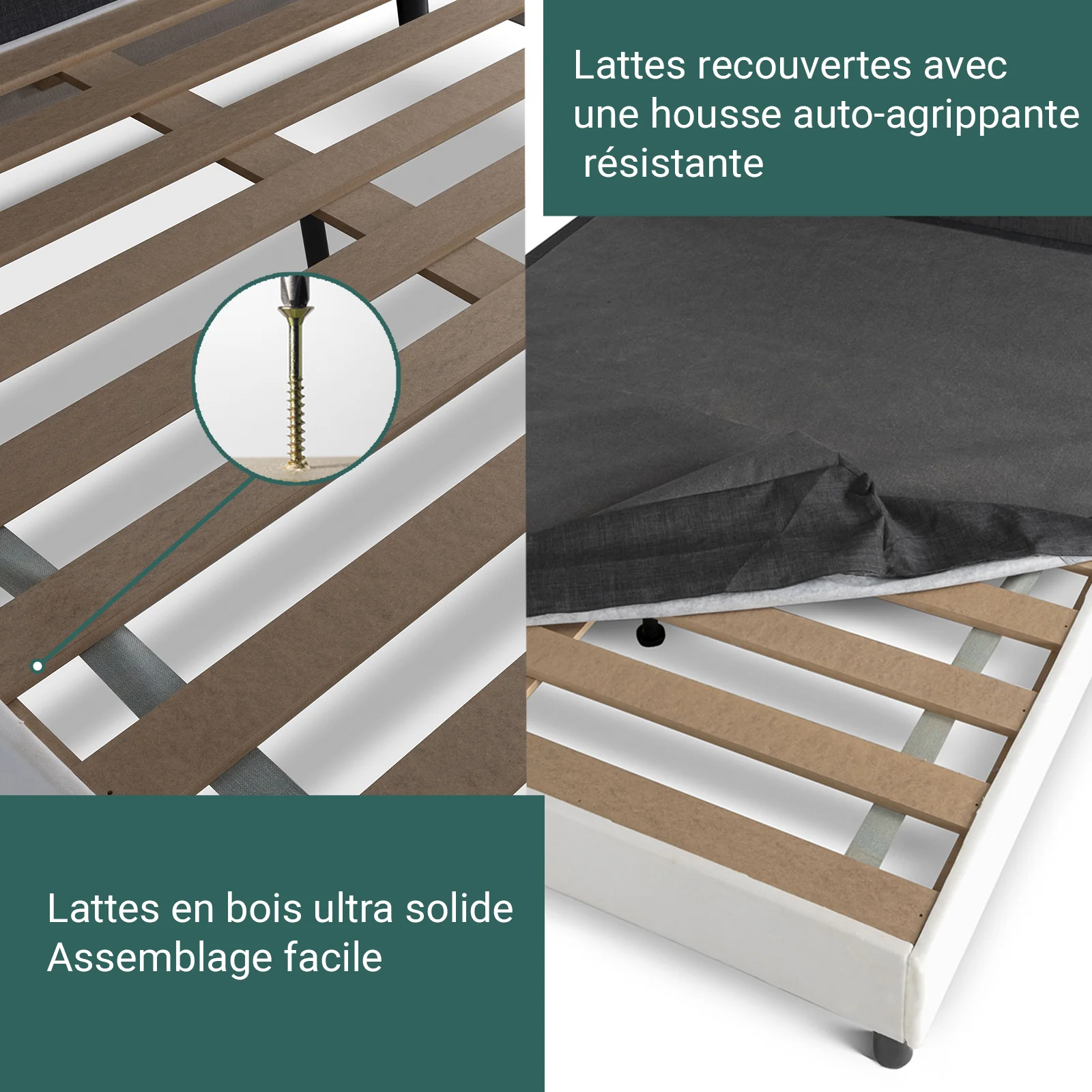 Lit capitonné contemporain en simili cuir avec sommier - Collection Triomphe - Image 10
