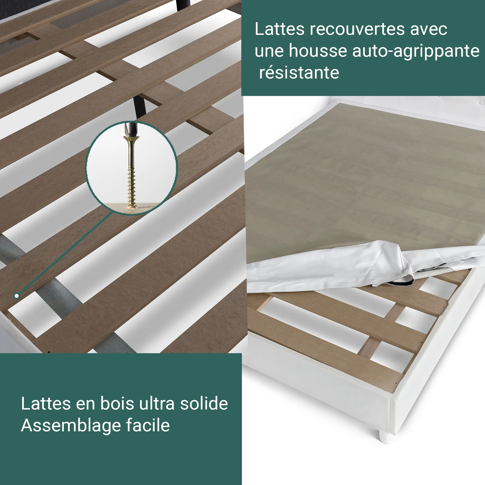 Lit capitonné contemporain en simili cuir avec sommier - Collection Triomphe - Image 4