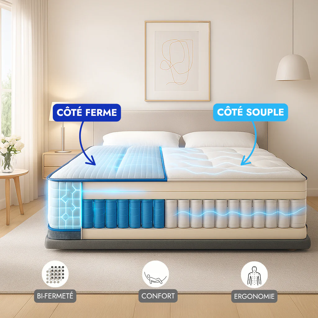 Matelas 2 conforts : Un côté ferme, un côté souple - Collection Bi-confort - Image 2