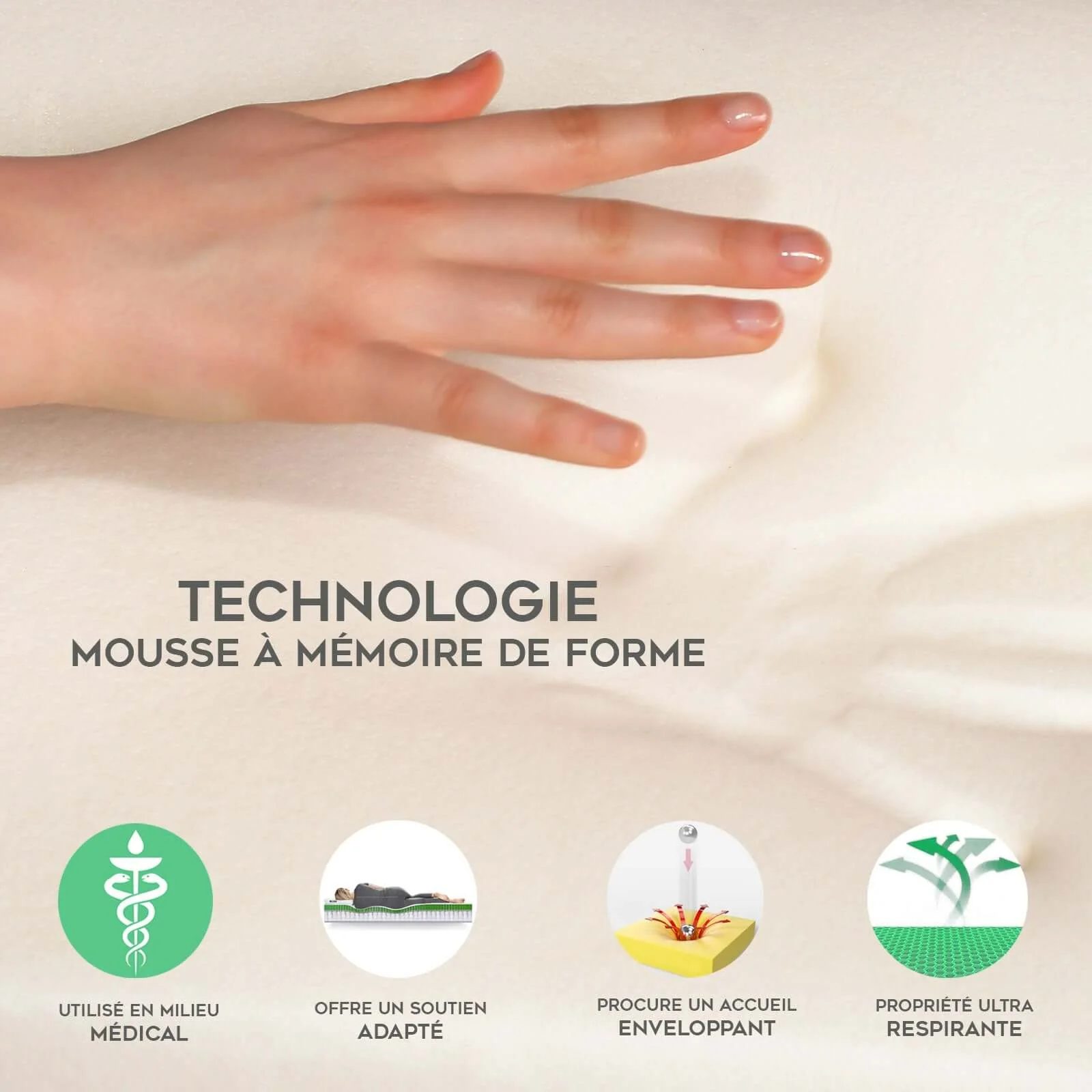 Matelas latex, ressorts ensachés, mémoire de forme - Collection Nirvana - Image 9