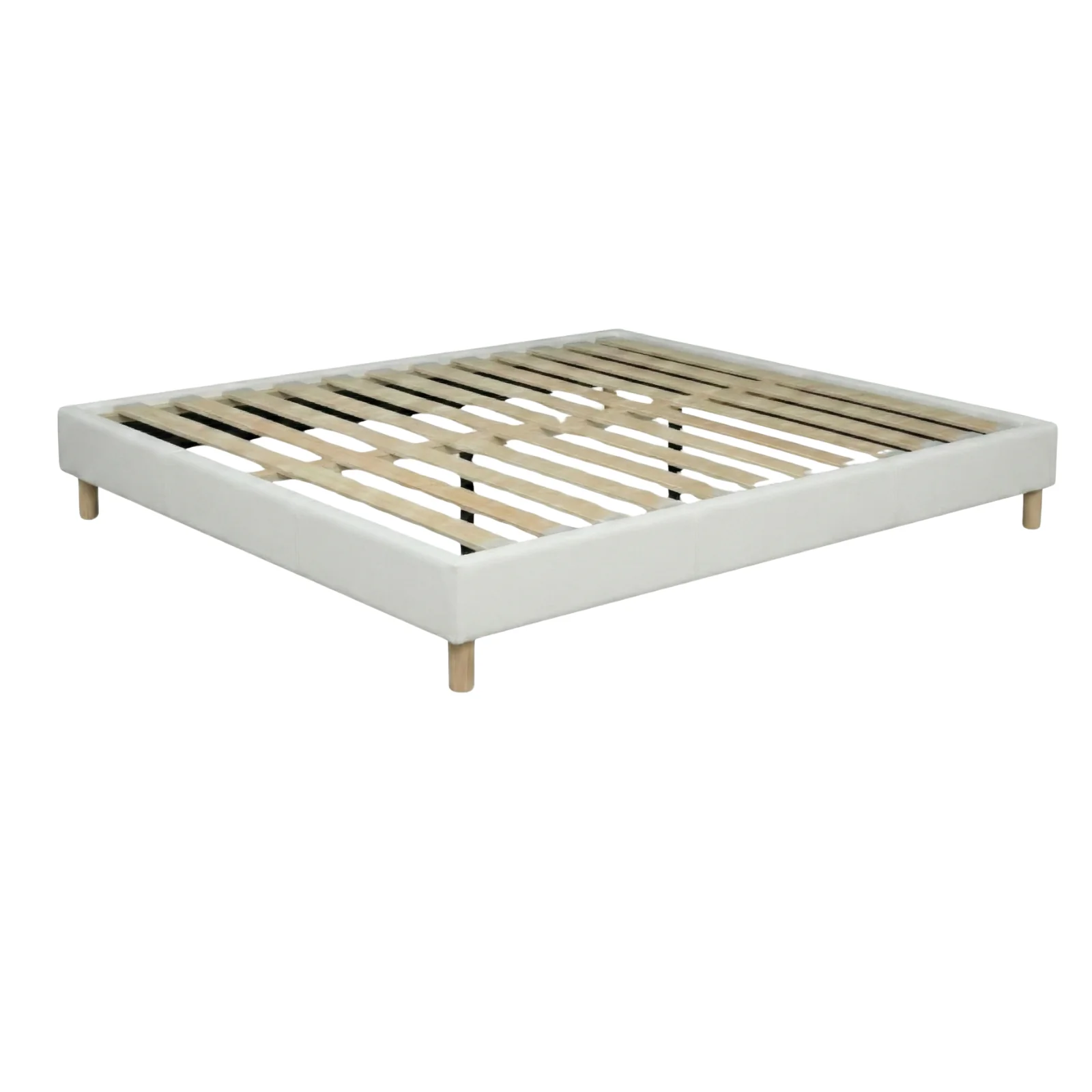 Sommier simili cuir, cadre de lit et pieds bois, maintien bassin - Collection Deco - Image 13