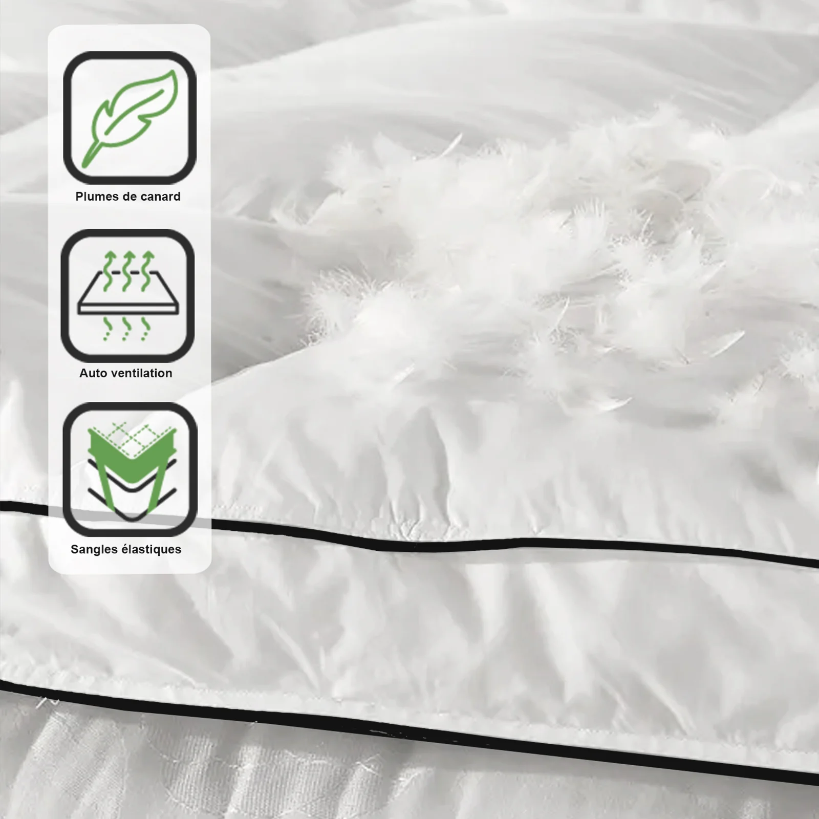 Surmatelas 100% plumes de canard, moelleux et ergonomique - Collection Plumes XXL - Image 2
